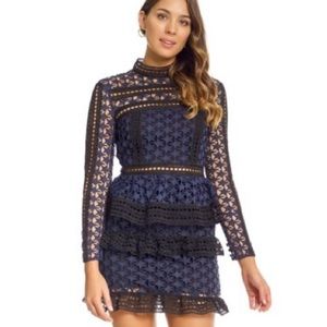 Self Portrait High Neck Star Lace Dress Size 8